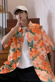 Brand shirt men's couple's Hawaiian Flower short sleeve coat fashion Korean summer quarter sleeve harajuku shirts for men jinquedai