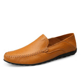 Jinquedai Brand New Spring Summer Men Breathable Casual Shoes Genuine Leather Men Loafers Fashion Non-slip Boat Shoes Moccasins Size 38-47 jinquedai