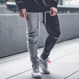 Cotton streetwear new casual men's trousers hip-hop outdoor fashion slim casual pants stitching stretch fitness sports pants jinquedai