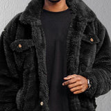 Jinquedai Winter Coat Solid Color Plush Simple Fluffy Men Jacket Hip-hop Style Winter Coat jinquedai
