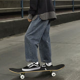 Jinquedai Straight skateboard jeans men's pants loose wide leg pants hip hop streetwear pantalon homme jean moda masculina korean jinquedai