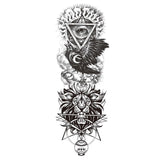 Jinquedai  Waterproof Temporary Tattoo  Lion Crow Eye Sun Moon Geometric Animal Nature Tattoo Body Art Full Arm Fake Sleeve Tatoo Women Men jinquedai