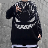 Harajuku Black Sweater Women  Lightning Devil Knitted Jumper Oversize Pullover Hip Hop Streetwear Autumn Sweaters jinquedai