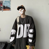 Jinquedai  Oversized Men's Sweatshirts Round Neck Loose Spring Winter Couple Clothes Plus Fleece Top Trend All-match Student Casual Jacket jinquedai