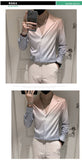 Jinquedai  Fashion Gradient Color Design Casual Shirts For Men Deep V Collar Long Sleeve Slim Fit Male Social Blouse Shirt Dress Streetwear jinquedai