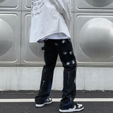High street pants American street skateboard washed splash jeans men's floor pants streetwear hiphop Panic buying denim men jinquedai