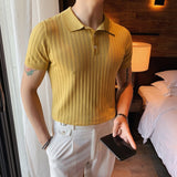 Jinquedai High Quality Summer Ice Silk Short Sleeve Knitted Polo Shirt Men Clothing Turn Down Collar Slim Fit Casual Tee Shirt Homme jinquedai