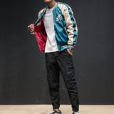 Sukajan Satin Bomber Baseball Jacket Men Yokosuka Embroidery Double Sided Coat Varsity Male Brand Streetwear Spring jinquedai