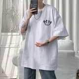 Jinquedai Spring Summer Men's T-shirts Korean Style Loose Little Devil Graphic T-shirt Casual Oversized T-Shirt Men's Clothing