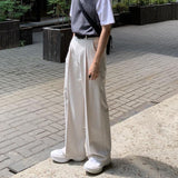 Wide Pants Men Harajuku Solid Color Black White Casual Pants Korean Fashion Streetwear Straight Trousers Techwear Clothes jinquedai