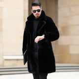Jinquedai  Winter Long Black Thick Warm Fluffy Soft Faux Fur Coat Men Long Sleeve Lapel Plus Size Korean Fashion Men 4xl 5xl