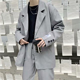 Jinquedai Men Sets Solid Casual Chic Fashion Korean Style Ulzzang Chic Streetwear Male Outerwear Single Breasted Young Daily Simple Loose jinquedai