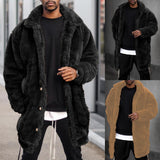 Winter Jacket Solid Color Plush Thicken Warm Men Coat for Daily Wear jinquedai
