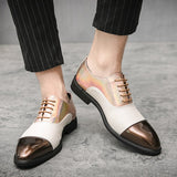 Jinquedai British Stylist Trend Men's  Color Patchwork Shoes Male Moccasins Wedding Prom Homecoming Office Footwear Zapatos Hombre jinquedai