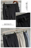 Autumn Hot Fashion Men¡¯s Stitching Belt Suit Pants Retro Casual British Style Skinny Pant Ankle-Length Slim-Fit Pants jinquedai
