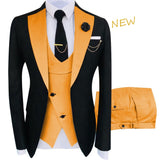 New Costume Homme Popular Clothing Luxury Party Stage Men's Suit Groomsmen Regular Fit Tuxedo 3 Peice Set Jacket+Trousers+Vest jinquedai