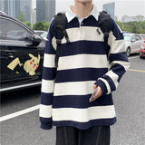 Autumn Lapel Hoodie Men's Fashion Hit Color Casual Striped Hoodies Mens Streetwear Loose Hip-hop Pullover Sweatshirt Men Hoody jinquedai