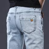 Jinquedai  Skinny Denim Jeans Men Slim Fit Stretch Mens Jeans Pant Gray Blue New jinquedai
