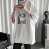 Jinquedai American Vintage Graphic Men's Tshirt Short Sleeve Oversized T-shirt Male Casual Tee T shirt Harajuku Men's Clothing jinquedai