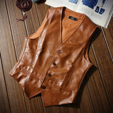 Autumn Men's Vests Coats Fashion PU Leather Sleeveless Jackets Casual Outwear Biker Leather Waistcoats Mens Clothing jinquedai