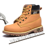 Boots Men Steel Toe Safety Work Boots Spring Autumn High Top Non-slip Outdoors Man Protective Work Shoes Protection Footwear jinquedai