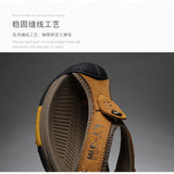 Jinquedai Genuine Cow Leather Shoes Men Sandals Mens Flip Flops Men's Casual Shoes Classic Massage Beach Slippers Anti-slip Summer jinquedai