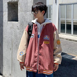 Spring and autumn corduroy jacket men's ins tide brand Harajuku style Korean style versatile handsome loose Baseball Jacket jinquedai