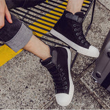 Fashion New Men Light Breathable Canvas Casual All Black white High top Solid Color Sneakers Shoes Couple vulcanized Women boots jinquedai