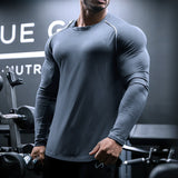 Jinquedai Men Long Sleeve Shirts Quick Dry Bodybuilding for Men Workout Gym Fitness Casual T Shirt Undershirts jinquedai