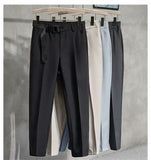 Autumn Hot Fashion Men¡¯s Stitching Belt Suit Pants Retro Casual British Style Skinny Pant Ankle-Length Slim-Fit Pants jinquedai