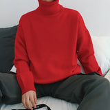 Jinquedai Men Oversized Turtleneck Sweaters Winter Korean Fashions Pullover Harajuku Black Knitwear jinquedai