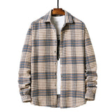Mens Long Sleeve Heavy Weight Flannel Shirts Men Hip Hop Streetwear Harajuku Plaid Shirt Men Long Sleeve Button Up Shirt Male jinquedai