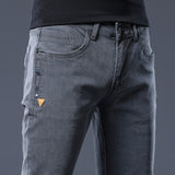 Jinquedai  Skinny Denim Jeans Men Slim Fit Stretch Mens Jeans Pant Gray Blue New jinquedai