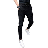 Jinquedai Fashion Korean Solid Joggers Men High Quality Spring Autumn Pants Men Slim Fit Drawstring Mens Casual Pants Black/Gray 36-28 Hot jinquedai