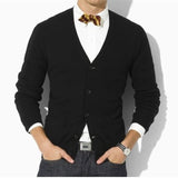 High Quality Wool Blend Small Horse Men Sweater Spring Autumn Male Knitted Top V-Neck Cardigan Embroidery jinquedai