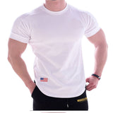 High Quality Gym T Shirt Men Fitness Sport Shirt Men Quick Dry Fit Running Tshirt Rashgard Sport Tops Gym T-Shirt Workout Shirts jinquedai