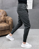 Jinquedai Fashion Korean Solid Joggers Men High Quality Spring Autumn Pants Men Slim Fit Drawstring Mens Casual Pants Black/Gray 36-28 Hot jinquedai