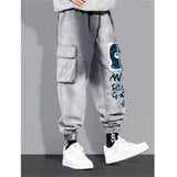 Jinquedai Big Pocket Denim Pants Men Casual Printed Jeans Chic Korean Fashion Loose Male Plus Size Jeans Pour Hommes jinquedai