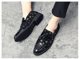 Jinquedai New British Fashion Men's Crown Pattern Pointed Rivet Tassel Oxford Dress Wedding Prom Shoes Homecoming Sapato Social Masculino jinquedai