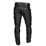 Brand Autumn Men Leather Pants Skinny Fit Elastic Style Fashion PU Leather Trousers Motorcycle Pants Thin Streetwear jinquedai