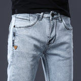 Jinquedai  Skinny Denim Jeans Men Slim Fit Stretch Mens Jeans Pant Gray Blue New jinquedai