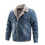 Men's Denim Jackets Winter Thick Jean Jacket Men Casual Overcoats Outdoor Windproof Jacket Fleece Warm Trench Coats Men jinquedai