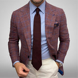 Men Clothing 2021 New Men's Plaid Lapel Long-sleeved Suit Jacket European American Hot Style Male Business Suits jinquedai
