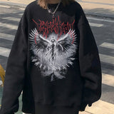 Jinquedai Vintage Angel Gothic Ladies Hoodie Punk Harajuku Winter Print Top Dark Aesthetic Fairy Death Rock Style Y2K Sweatshirt jinquedai