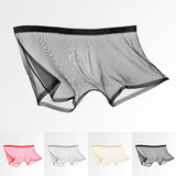 Men's Underwear Transparent Boxers Bulge Ice Silk See Through Underpants Sexy Briefs Low Waist Panties Lingerie Intimates jinquedai