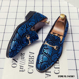 Jinquedai  New Men Dress Leather Shoes For Male Luxury British Gold Blue National Pattern Oxfords Classic Gentleman Wedding Prom Shoes jinquedai