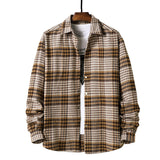 Mens Long Sleeve Heavy Weight Flannel Shirts Men Hip Hop Streetwear Harajuku Plaid Shirt Men Long Sleeve Button Up Shirt Male jinquedai
