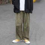Autumn Corduroy Pants Men Fashion Solid Color Retro Straight Casual Pants Men Streetwear Wild Loose Trousers Mens Oversized jinquedai
