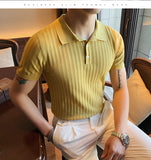 Jinquedai High Quality Summer Ice Silk Short Sleeve Knitted Polo Shirt Men Clothing Turn Down Collar Slim Fit Casual Tee Shirt Homme jinquedai