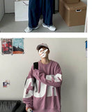 Jinquedai  Oversized Men's Sweatshirts Round Neck Loose Spring Winter Couple Clothes Plus Fleece Top Trend All-match Student Casual Jacket jinquedai